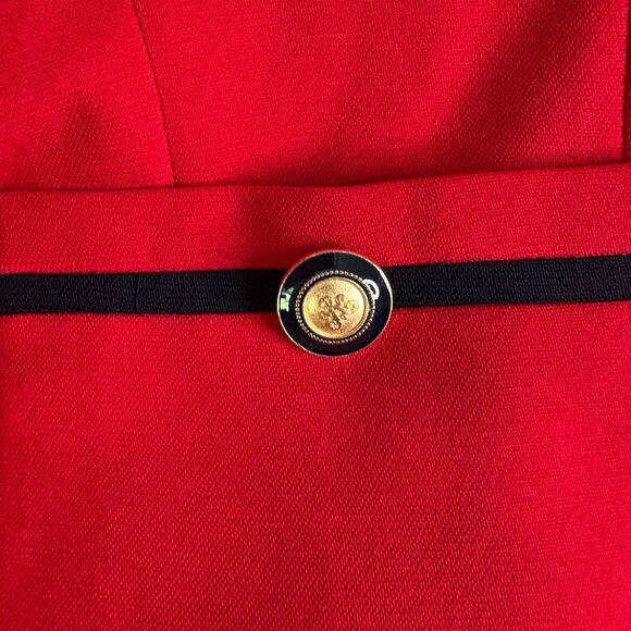 Vintage 70s 80s Albert Nipon Red Cropped Blazer‎ Jacket Gold Buttons Size 10 - Picture 5 of 6
